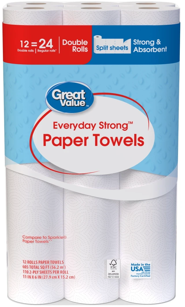 Alt view image 4 of 6 - Great Value Everyday Strong 12 Double Rolls Paper Towels