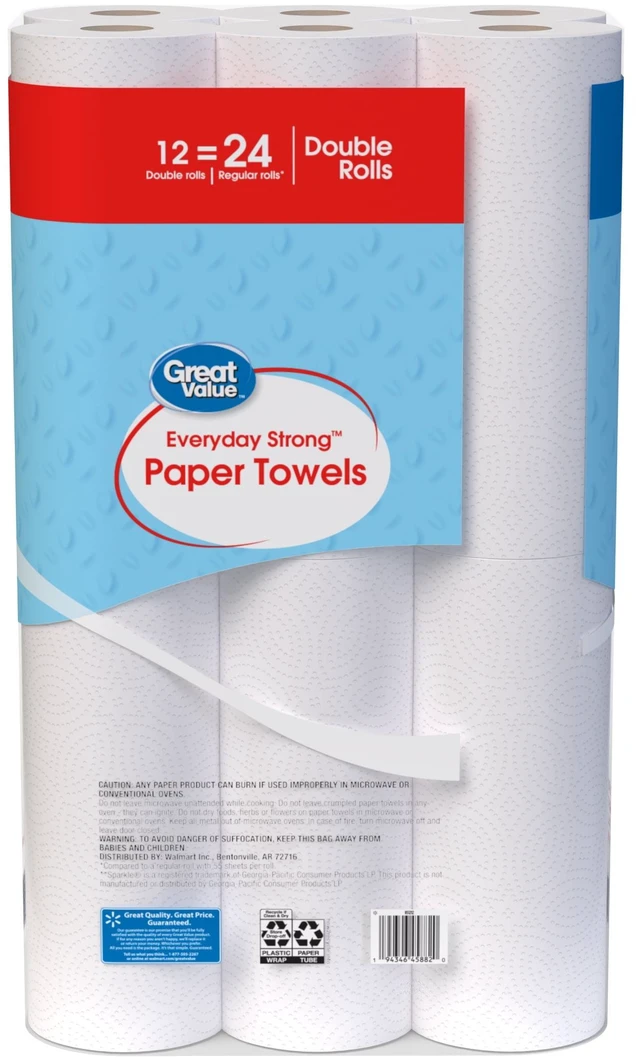 Alt view image 3 of 6 - Great Value Everyday Strong 12 Double Rolls Paper Towels