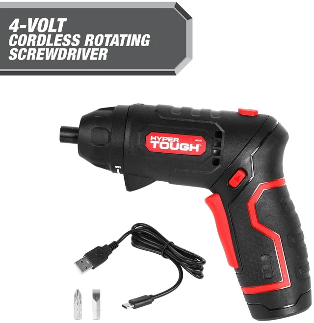 Main image of Hyper Tough 4V Cordless Rotating Screwdriver with Charging Cable