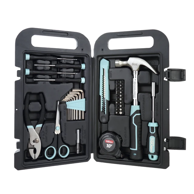 Alt view image 5 of 6 - Hyper Tough 40-Piece Household Tool Kit, Seafoam