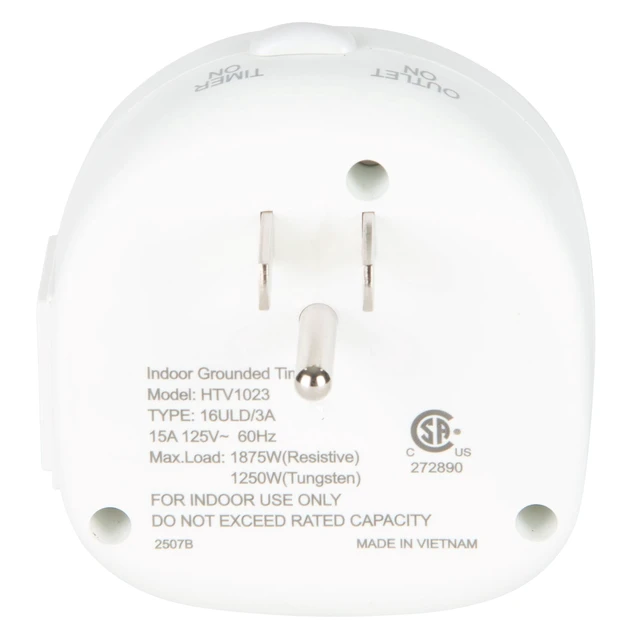 Alt view image 6 of 6 - Hyper Tough Analog Timer, 3-Prong Outlet, Indoor Grounded, 15 Amps