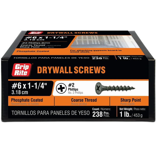 Main image of Grip-Rite #6 x 1-1/4in Phillips Bugle-Head Coarse Thread Sharp Point Drywall to Wood Screw 1lb