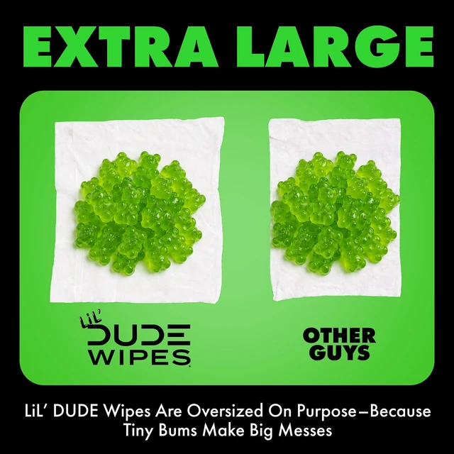 Alt view image 5 of 6 - LiL' DUDE Extra Large Gummie Rears Flushable Wipes, Gummy Bear Scent, 42 Count, 3 Pack