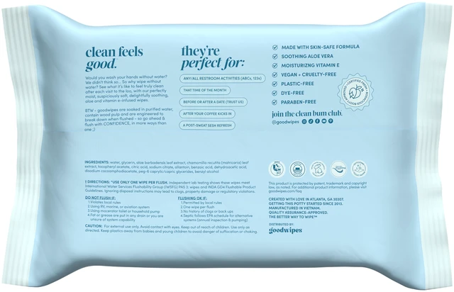 Alt view image 2 of 4 - Goodwipes Flushable Butt Wipes, Fragrance-Free, 3 Pack, 150 Total XL Wipes