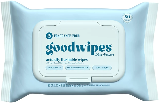 Alt view image 3 of 4 - Goodwipes Flushable Butt Wipes, Fragrance-Free, 3 Pack, 150 Total XL Wipes
