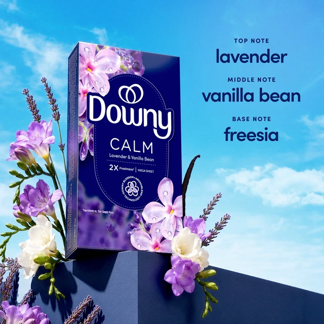 Alt view image 2 of 5 - Downy CALM Mega Dryer Sheets, Lavender and Vanilla Bean, 80Count