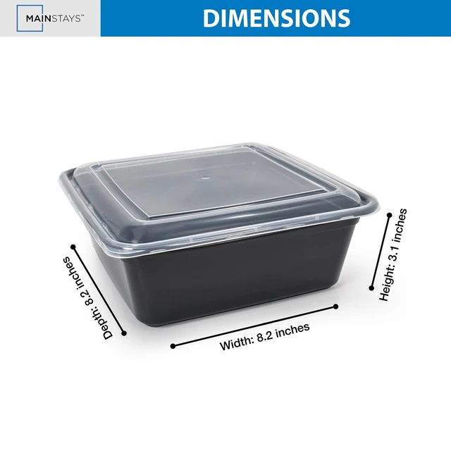 Alt view image 6 of 6 - Mainstays 10-Piece 8-Cup Tall Square Meal Prep Containers with Lids, BPA-Free, Microwave and Dishwasher Safe