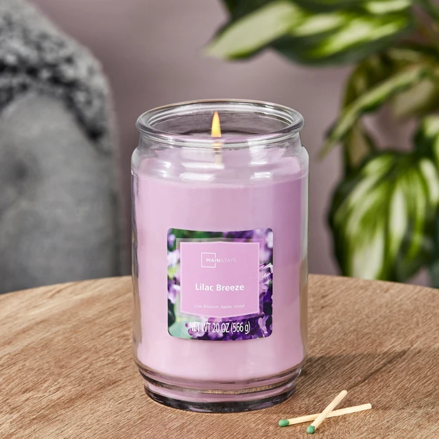 Alt view image 6 of 6 - Mainstays Lilac Breeze Scented Single-Wick Large Glass Jar Candle, 20 oz