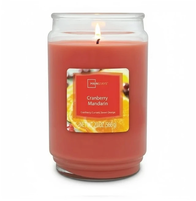 Main image of Mainstays Cranberry Mandarin Scented Single-Wick Glass Jar Candle 20oz