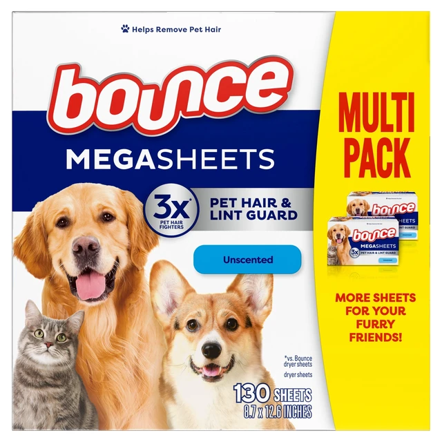 Alt view image 3 of 6 - Bounce Pet Hair and Lint Guard Unscented Dryer Sheets, 130 Mega Sheets
