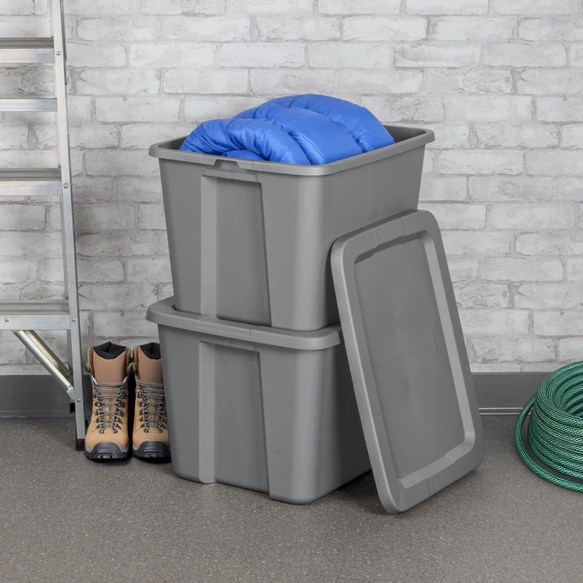 Alt view image 4 of 6 - Sterilite 18 Gallon Large Plastic Storage Bin with Snap-On Lid, Gray