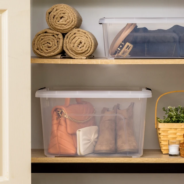 Alt view image 3 of 5 - IRIS 32Qt Plastic Storage Bin with Lid, Stackable Tote
