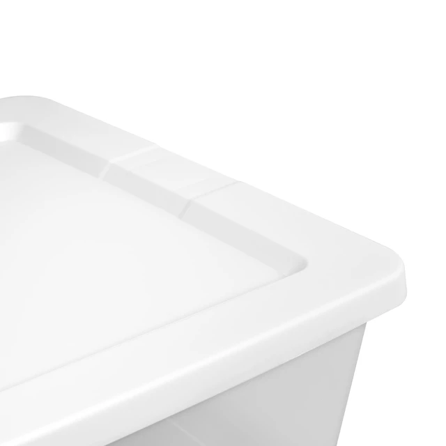 Alt view image 3 of 6 - Sterilite 90 Quart Large Storage Bin, Clear Plastic, White, with Snap-On Lid