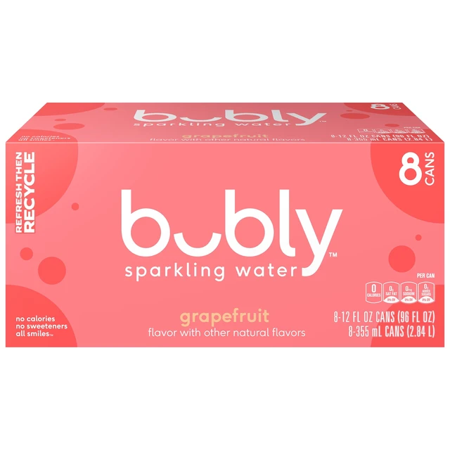 Alt view image 5 of 7 - Bubly Sparkling Water, Grapefruit, Zero Sugar & Zero Calories, 12 fl oz, 8 Count