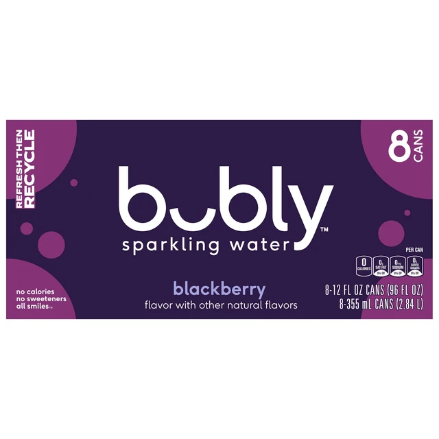 Alt view image 5 of 7 - Bubly Sparkling Water Blackberry 12fl oz 8 Count Zero Sugar Zero Calories