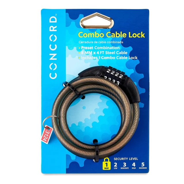 Alt view image 2 of 6 - Concord 8MM Combo Cable Bicycle Lock