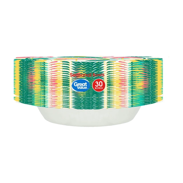 Alt view image 4 of 6 - Great Value Disposable Paper Bowls, 20 oz, 30 Count, Seasonal Design