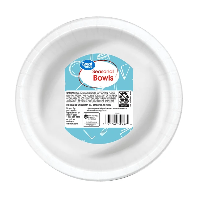 Alt view image 2 of 6 - Great Value Disposable Paper Bowls, 20 oz, 30 Count, Seasonal Design