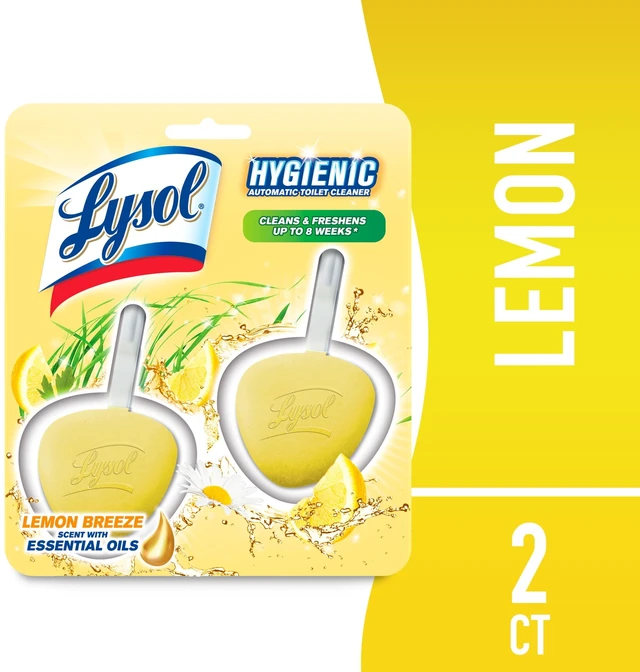 Main image of Lysol Automatic In-The-Bowl Toilet Cleaner, Lemon Breeze Scent, 2 Count