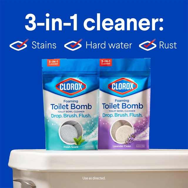Alt view image 4 of 5 - Clorox Foaming Toilet Bomb Toilet Bowl Cleaner, Bleach Free, Lavender Clean, 5 Count
