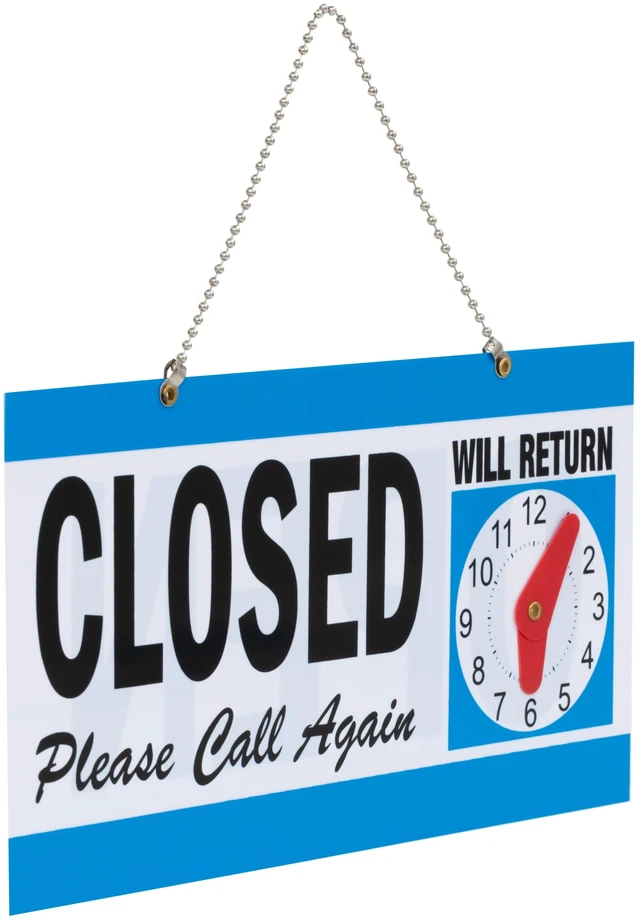 Alt view image 6 of 6 - Pen+Gear Reversible Open & Closed Sign, 5.9 x 11.4 in, Durable PP Material, Customizable Clock