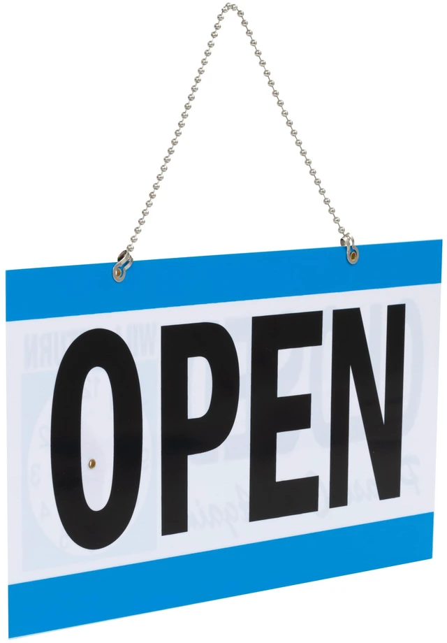 Alt view image 2 of 6 - Pen+Gear Reversible Open & Closed Sign, 5.9 x 11.4 in, Durable PP Material, Customizable Clock