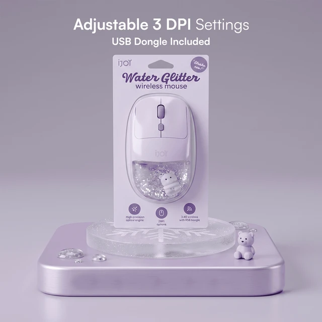 Alt view image 3 of 6 - iJoy Wireless Bear Glitter Mouse