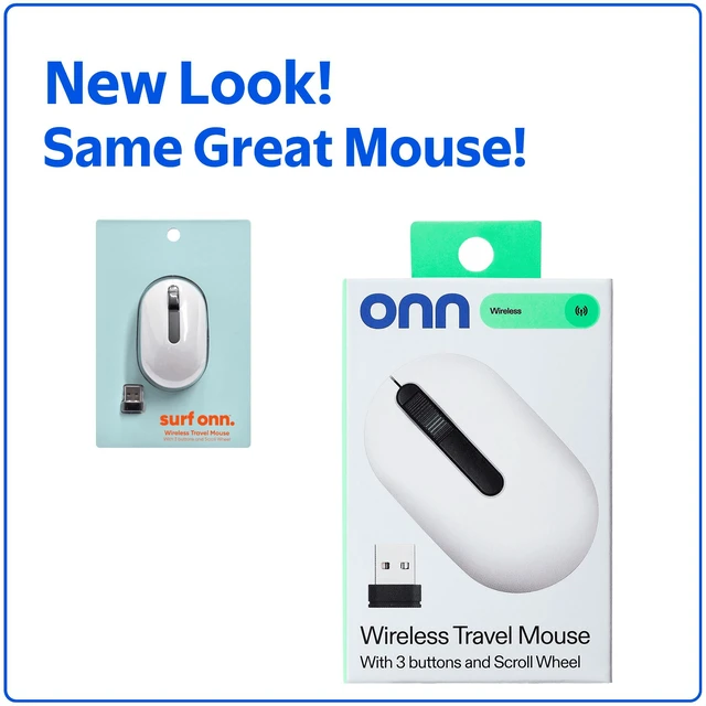Alt view image 4 of 6 - Onn Wireless Travel Mouse with 3 Buttons and Scroll Wheel and Wireless USB Receiver, White