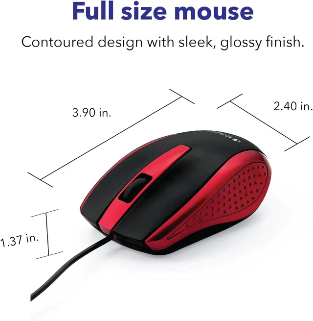 Alt view image 4 of 6 - Verbatim 99742 Corded Notebook Optical Mouse (Red)