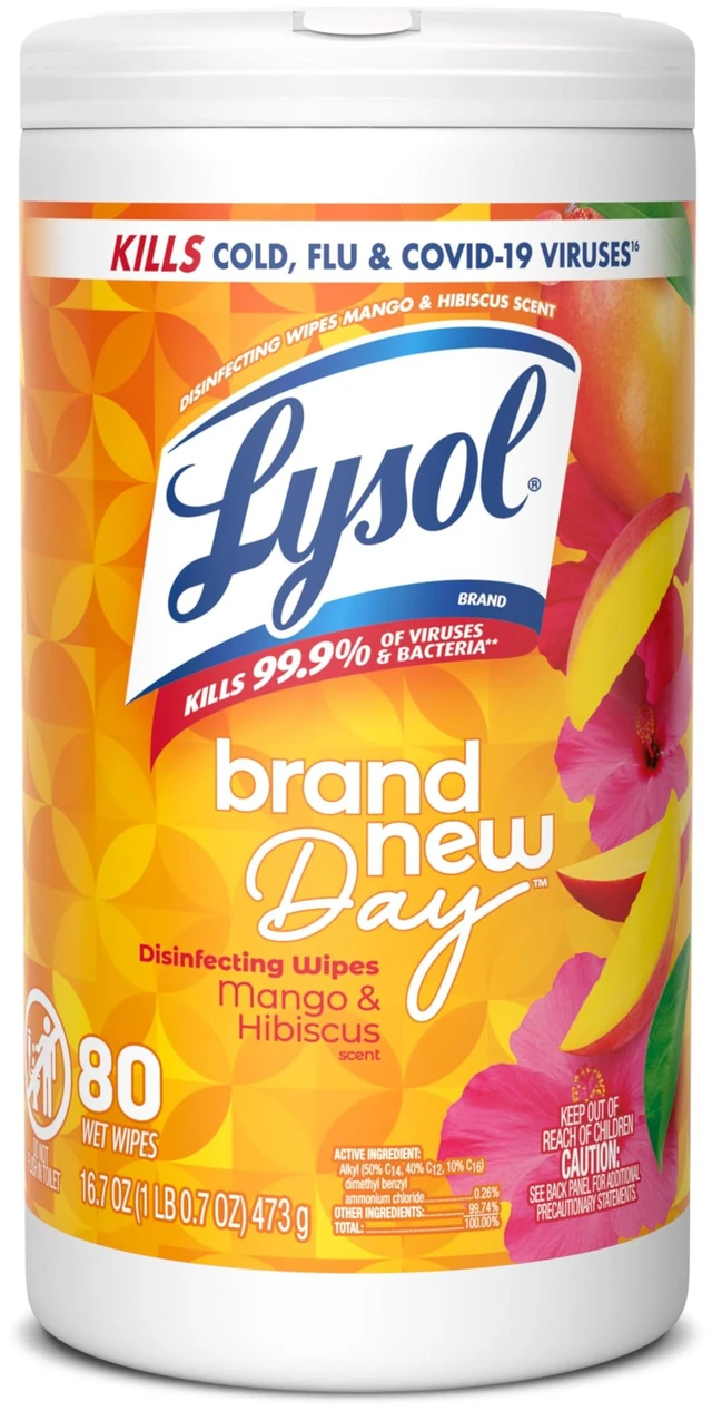 Main image of Lysol Disinfecting Wipes, Multi-Surface Cleaner, Mango, 80ct