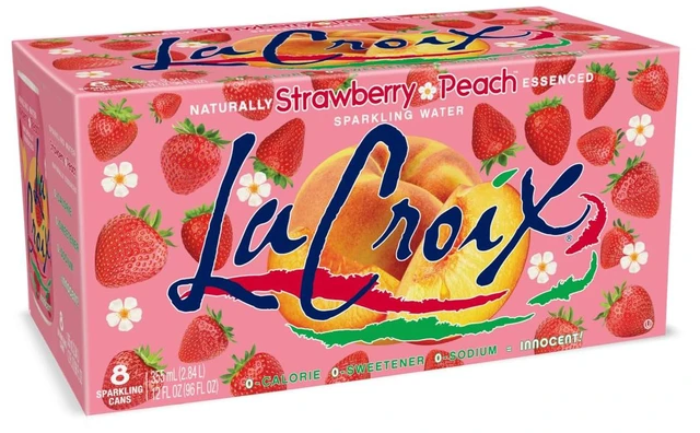 Main image of La Croix Sparkling Water Strawberry Peach, 12 Fl Oz, Pack of 8