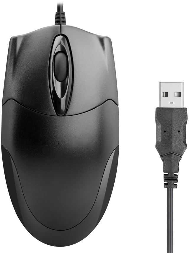 Main image of ONE-UP Wired Office Mouse, USB, Ergonomic, 3-Button Optical, 1000DPI, for Windows/Mac Laptops and Desktops, Office and Home Use - Black (1 Pack)