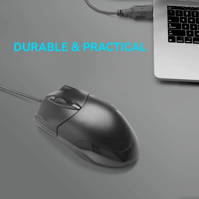 Alt view image 5 of 6 - ONE-UP Wired Office Mouse, USB, Ergonomic, 3-Button Optical, 1000DPI, for Windows/Mac Laptops and Desktops, Office and Home Use - Black (1 Pack)