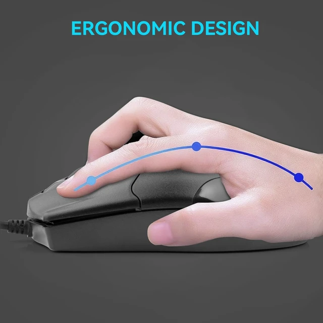 Alt view image 4 of 6 - ONE-UP Wired Office Mouse, USB, Ergonomic, 3-Button Optical, 1000DPI, for Windows/Mac Laptops and Desktops, Office and Home Use - Black (1 Pack)