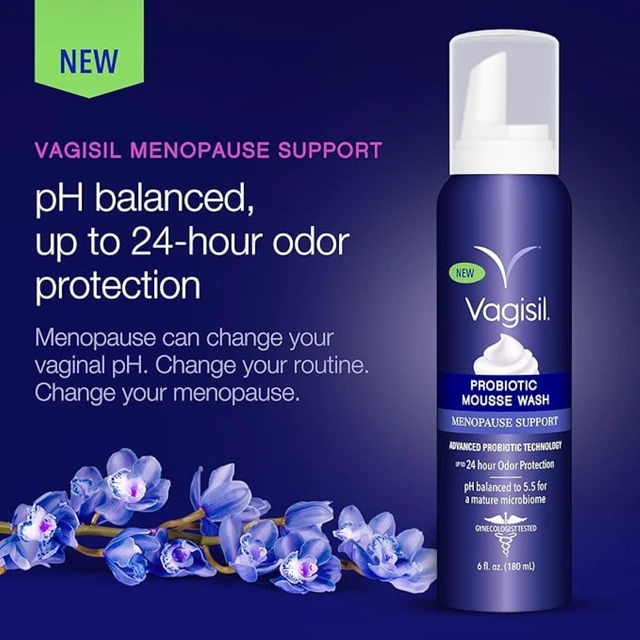 Alt view image 2 of 6 - Vagisil Menopause Support Probiotic Mousse Wash, pH Balanced, Sulfate-Free, Gentle Formula, 6fl oz