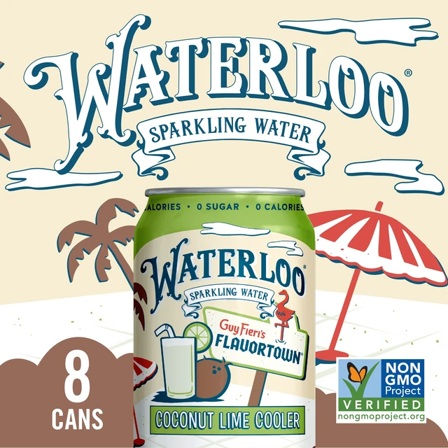 Alt view image 6 of 6 - Waterloo Sparkling Water, Coconut Lime Cooler, 12 fl oz, 8 Pack Cans