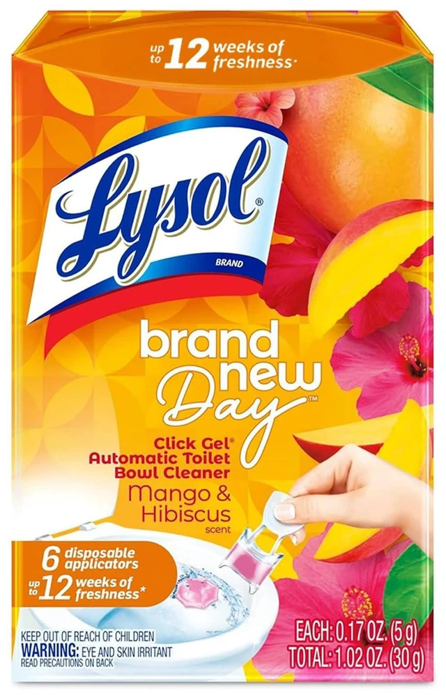 Main image of Lysol Click Gel Toilet Bowl Cleaner, Gel Stamp, Mango, 6 Count