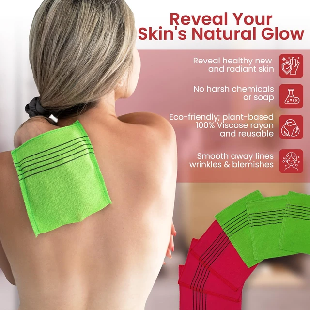 Alt view image 6 of 6 - Etreetowel Anti-Shrink Korean Exfoliating Bath Washcloth Mitt - Premium Viscose Rayon Onsen Towel, Korea Made (6-Pack)