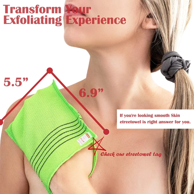 Alt view image 3 of 6 - Etreetowel Anti-Shrink Korean Exfoliating Bath Washcloth Mitt - Premium Viscose Rayon Onsen Towel, Korea Made (6-Pack)