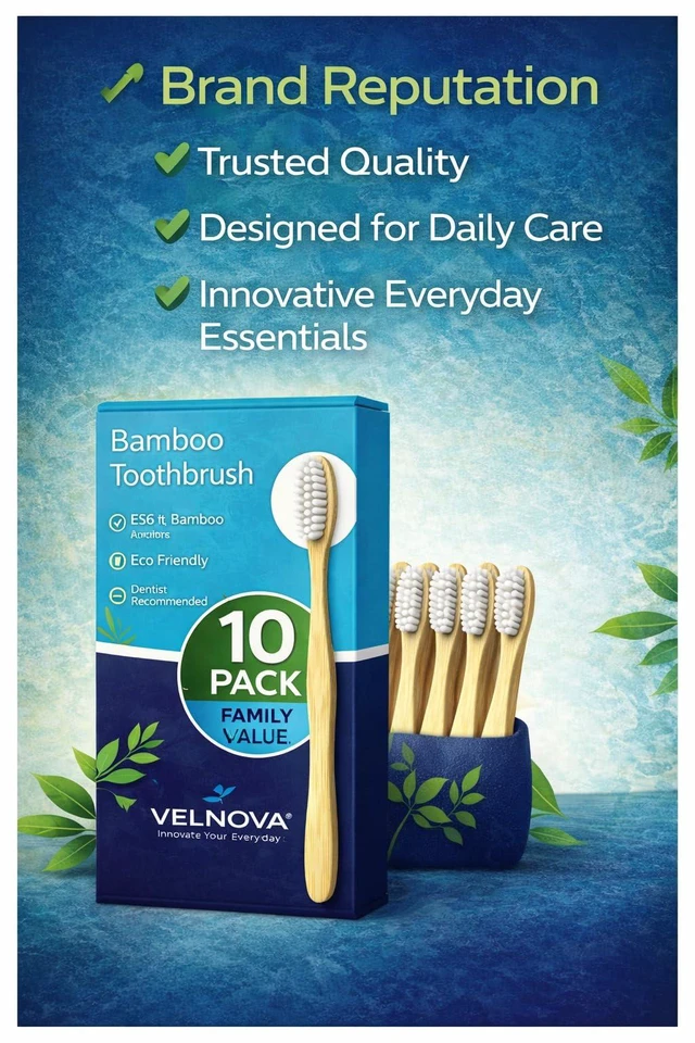 Alt view image 7 of 7 - Bamboo Toothbrushes 10 Pack, Soft BPA-Free Bristles, Natural Biodegradable Wooden Handle, for Adults & Kids, Plastic-Free Eco-Friendly