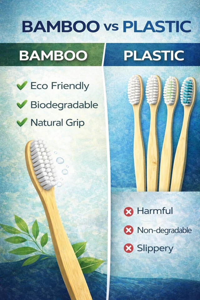 Alt view image 5 of 7 - Bamboo Toothbrushes 10 Pack, Soft BPA-Free Bristles, Natural Biodegradable Wooden Handle, for Adults & Kids, Plastic-Free Eco-Friendly