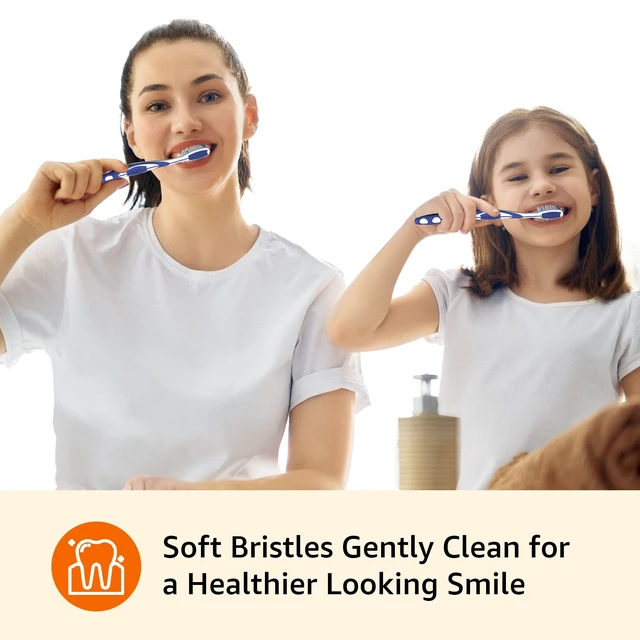 Alt view image 6 of 6 - Amazon Basics Orbit Toothbrushes, Soft Bristles, Full Size, 4 Count, Assorted Colors