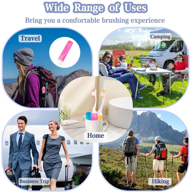 Alt view image 6 of 7 - 3PCS Travel Toothbrush Set, Mini Soft Portable Folding Toothbrushes with Cover, Individually Wrapped for Camping Home