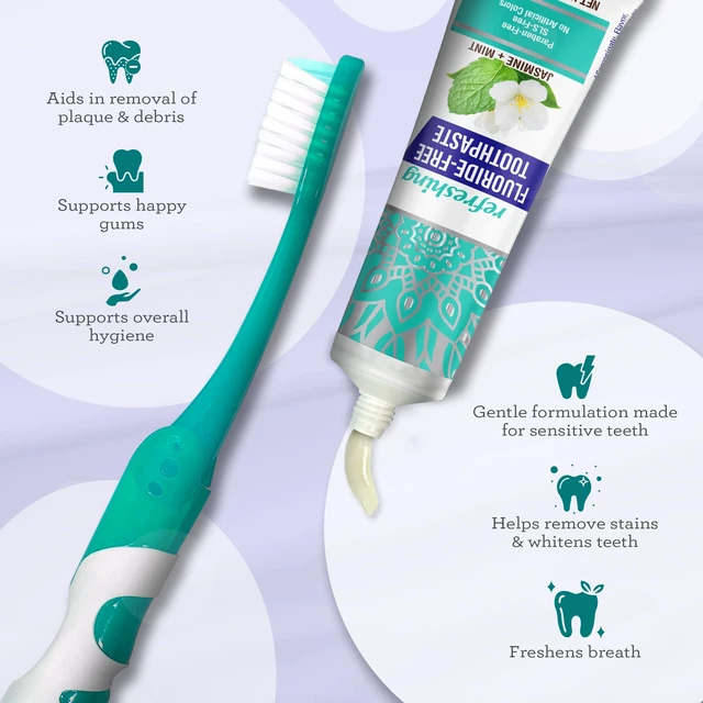 Alt view image 2 of 7 - GuruNanda Folding Travel Toothbrush with Hydroxyapatite Toothpaste, 1ct
