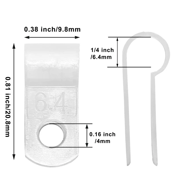 Alt view image 2 of 7 - 1/4-Inch Nylon R-Type Wire Cable Clips, White, 60pcs
