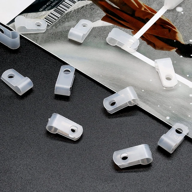 Alt view image 3 of 7 - 1/4-Inch Nylon R-Type Wire Cable Clips, White, 60pcs