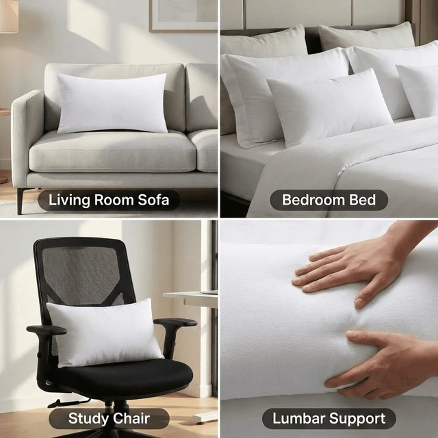 Alt view image 3 of 6 - Phantoscope Hypoallergenic 12x20 Pillow Inserts 2 Pack, Soft Rectangular Cushion Pair for Couch and Bed