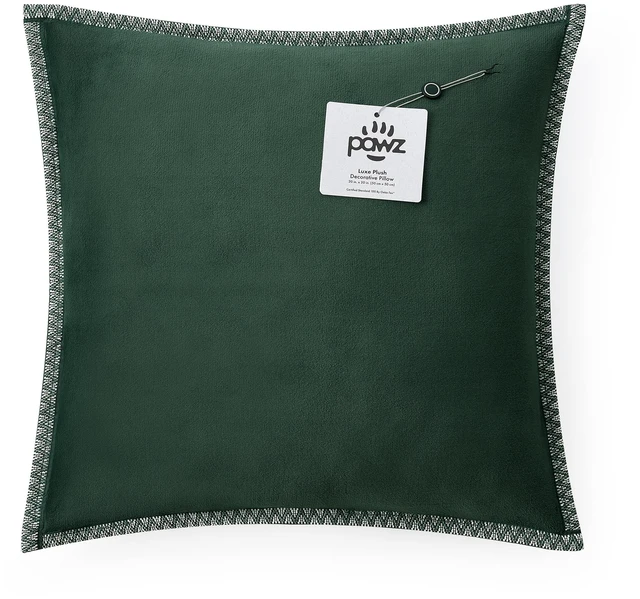 Alt view image 4 of 5 - Pawz 20"x20" Pine Green Decorative Plush Fleece Soft Accent Pillow for Adults and Teens