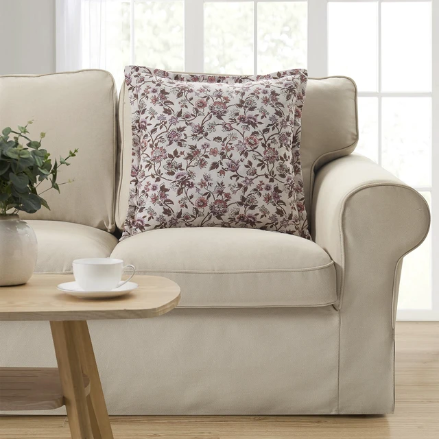Alt view image 5 of 5 - 20" x 20" Pink Vintage Botanical Floral Cotton Decorative Pillow Home Decor Collection