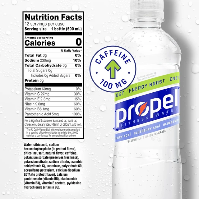 Alt view image 2 of 6 - 9Fl Oz, 12Count Propel Energy Boost Electrolyte Water, Blueberry Acai